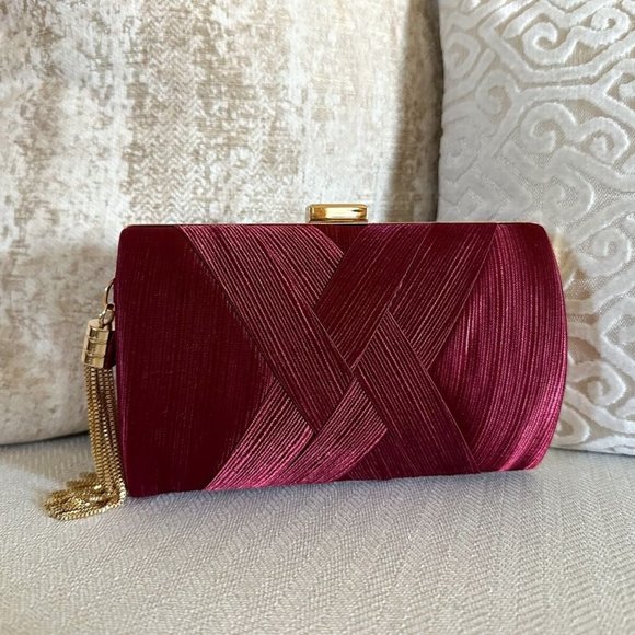 Cross Front Evening Clutch Bag, Wedding Clutch, Prom Clutch, Tassel Clutch Bag - Picture 1 of 7